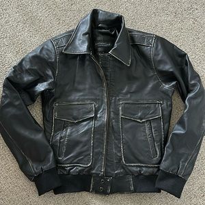 Distressed faux leather jacket